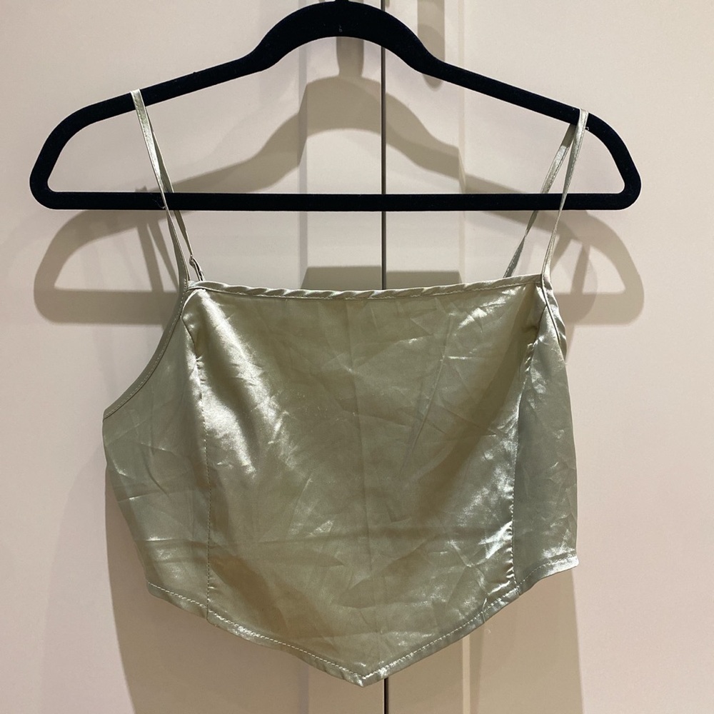 SHEIN Light green satin bandeau top